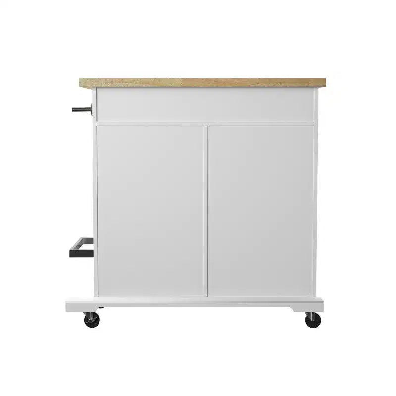 Rolling Kitchen Island with Storage - White