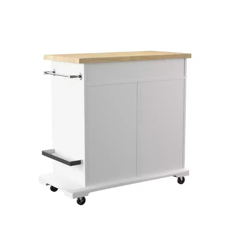 Rolling Kitchen Island with Storage - White