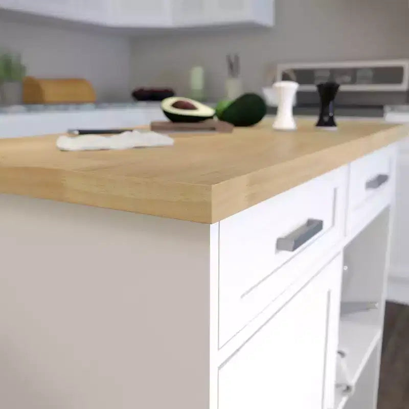 Rolling Kitchen Island with Storage - White