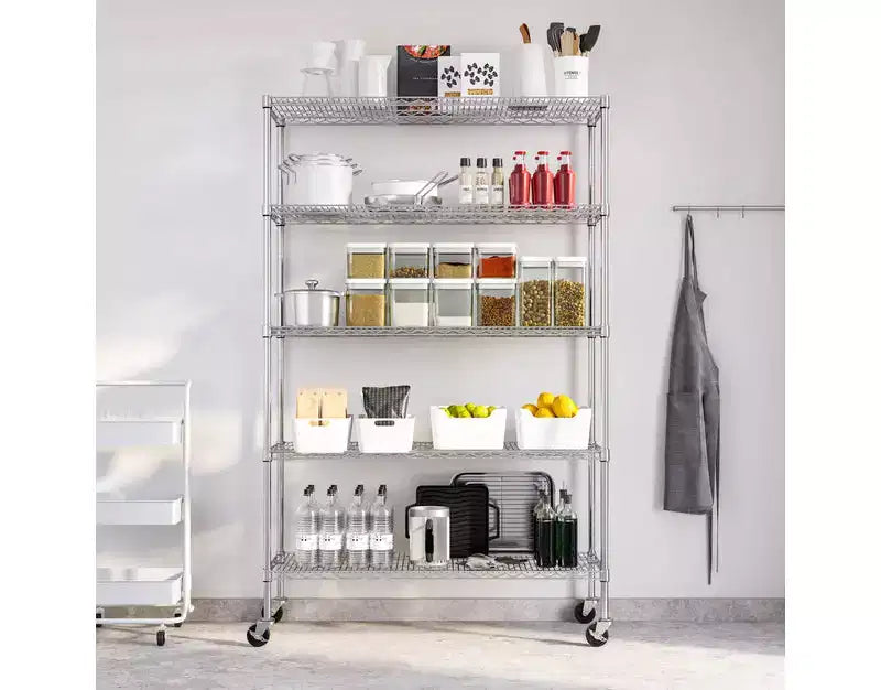 5-Tier 48 x 18 NSF-Certified Steel Wire Shelving Unit