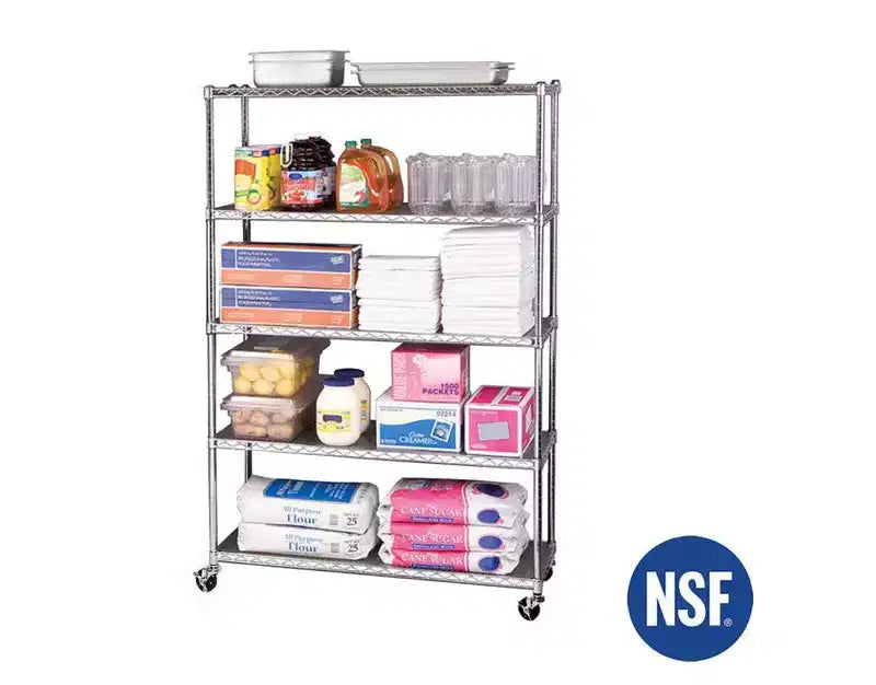 5-Tier 48 x 18 NSF-Certified Steel Wire Shelving Unit