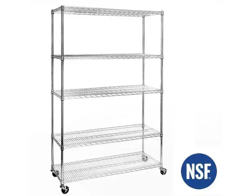 5-Tier 48 x 18 NSF-Certified Steel Wire Shelving Unit