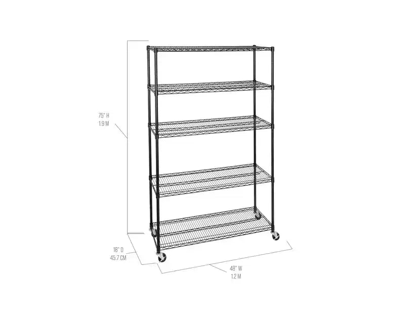 5-Tier 48 x 18 NSF-Certified Steel Wire Shelving Unit