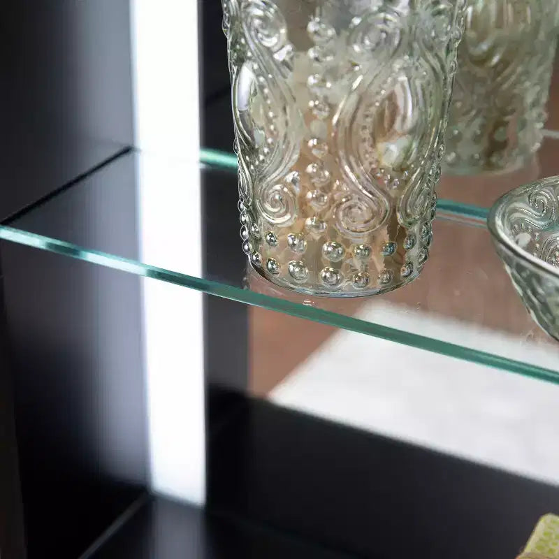 Lighted Wall Mirror with Shelf - Black