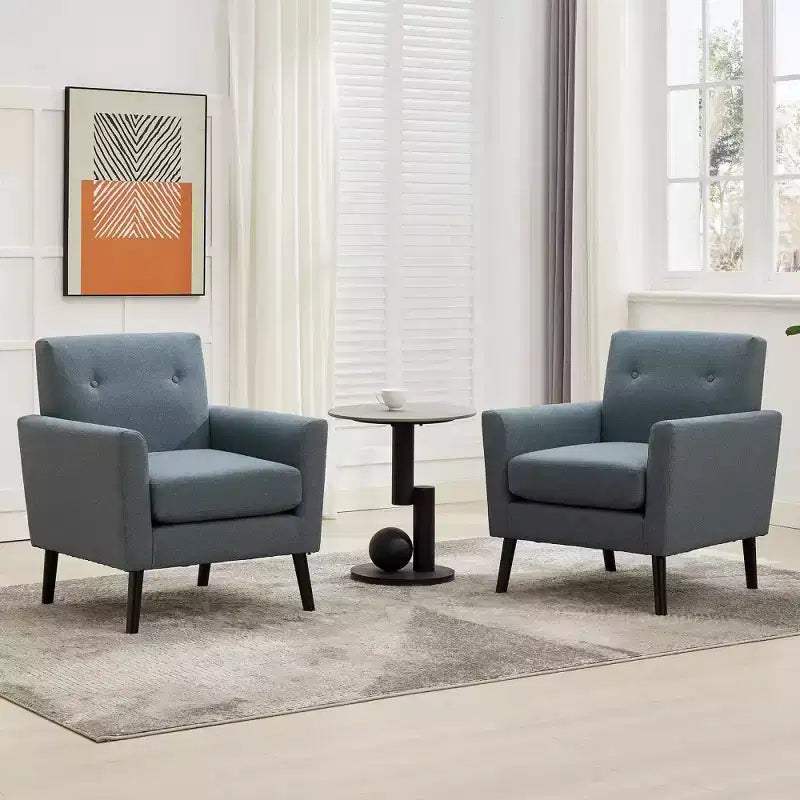 Mid-Century Accent Chair, Modern Fabric Accent Armchair, Comfy Upholstered Reading Accent Chairs for Bedroom,Single Sofa Chair with Wood Legs