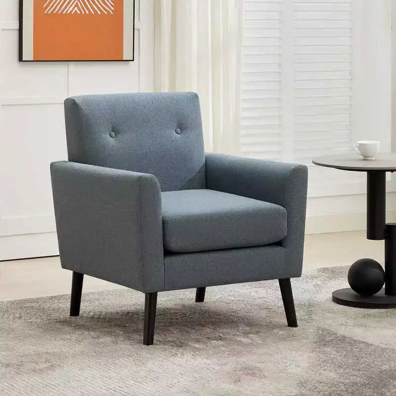 Mid-Century Accent Chair, Modern Fabric Accent Armchair, Comfy Upholstered Reading Accent Chairs for Bedroom,Single Sofa Chair with Wood Legs