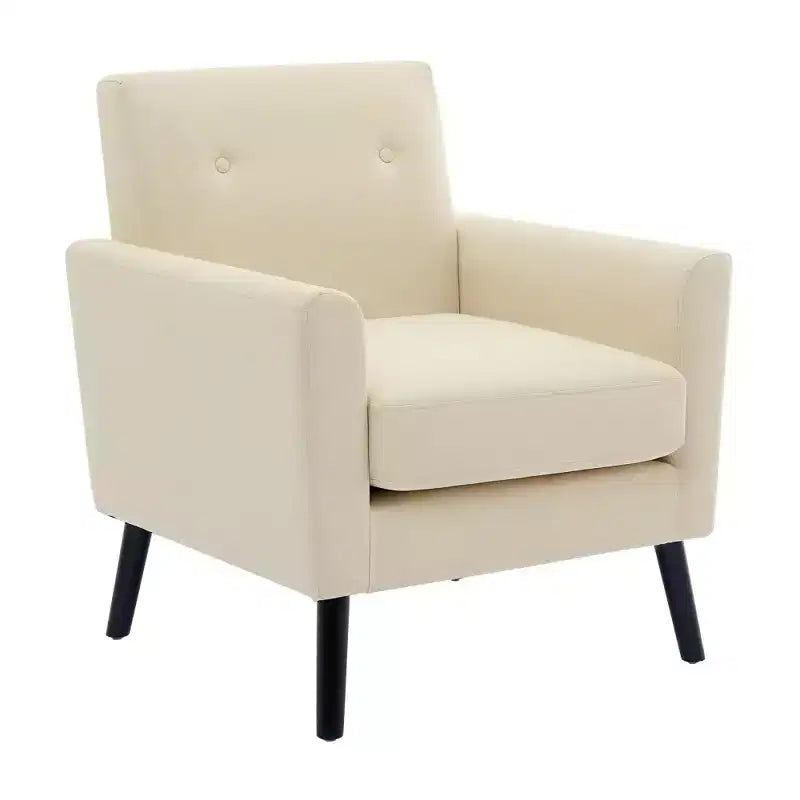 Mid-Century Accent Chair, Modern Fabric Accent Armchair, Comfy Upholstered Reading Accent Chairs for Bedroom,Single Sofa Chair with Wood Legs
