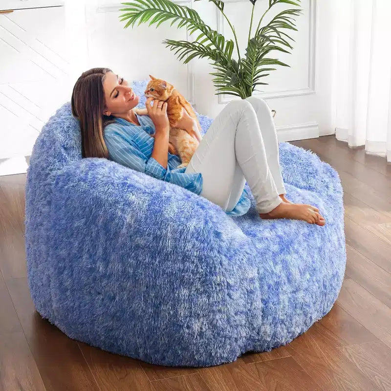 Bean Bag Chairs for Adults, Faux Fur Bean Bag Chair with Filler, Soft Plush Living Room Beanbag Chair Armrest Bean Bag Couch for Reading