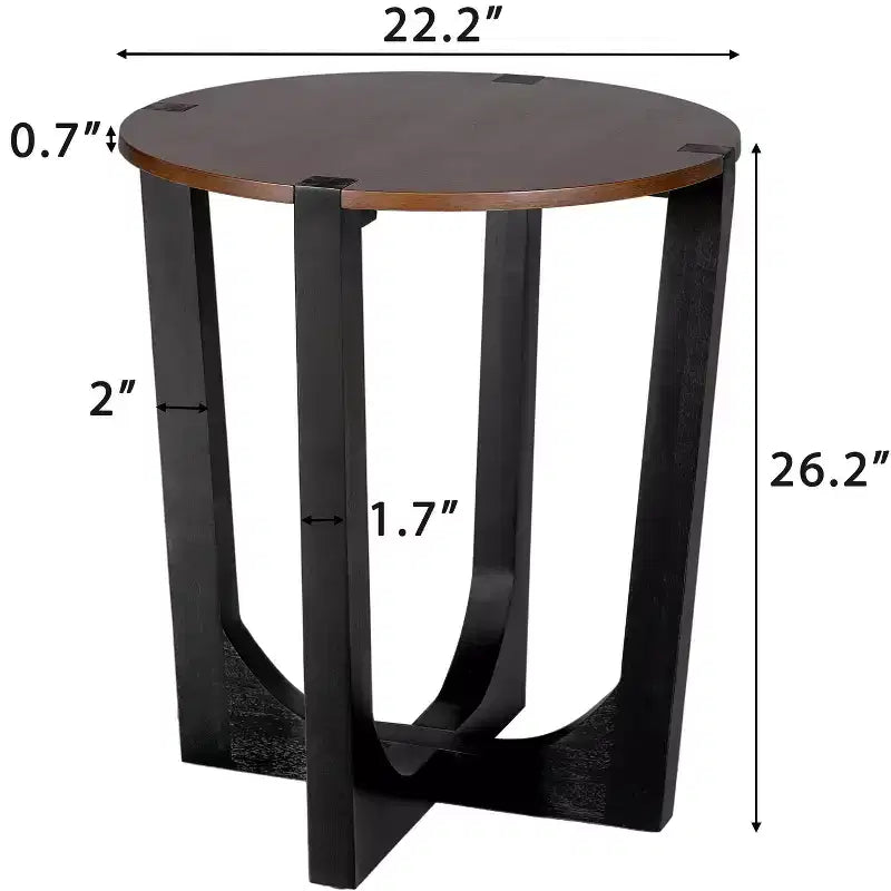 ACACIA SOLID WOOD SIDE TABLE,BROWN & BLACK COLOR
