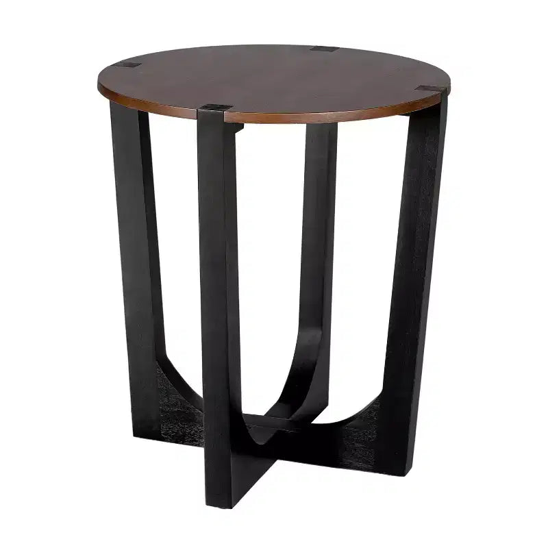 ACACIA SOLID WOOD SIDE TABLE,BROWN & BLACK COLOR