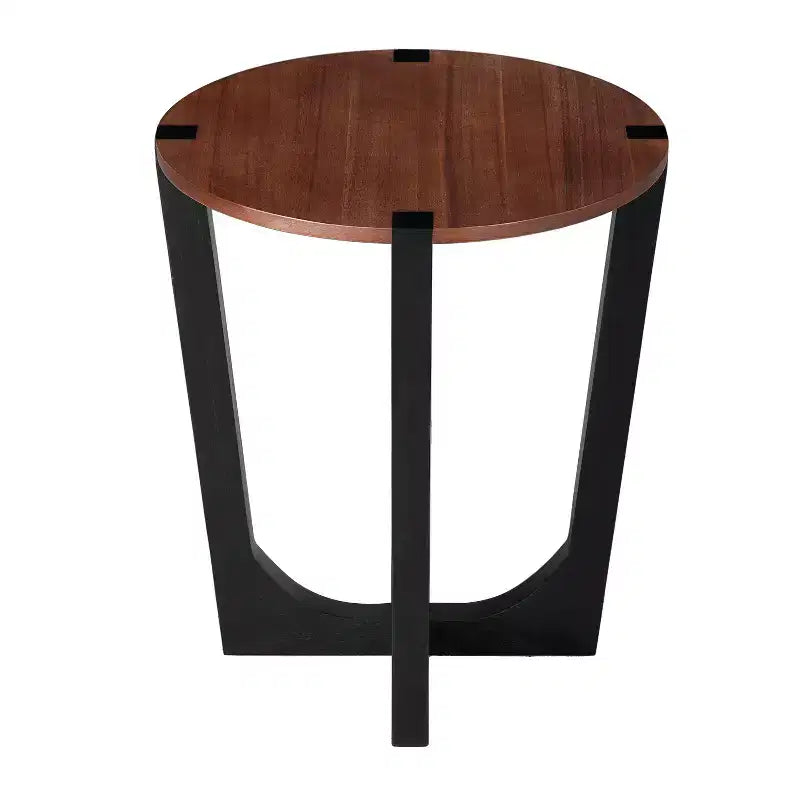 ACACIA SOLID WOOD SIDE TABLE,BROWN & BLACK COLOR