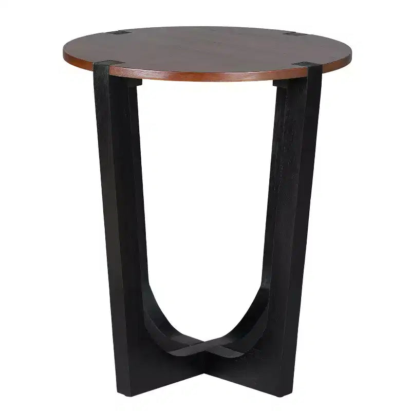 ACACIA SOLID WOOD SIDE TABLE,BROWN & BLACK COLOR