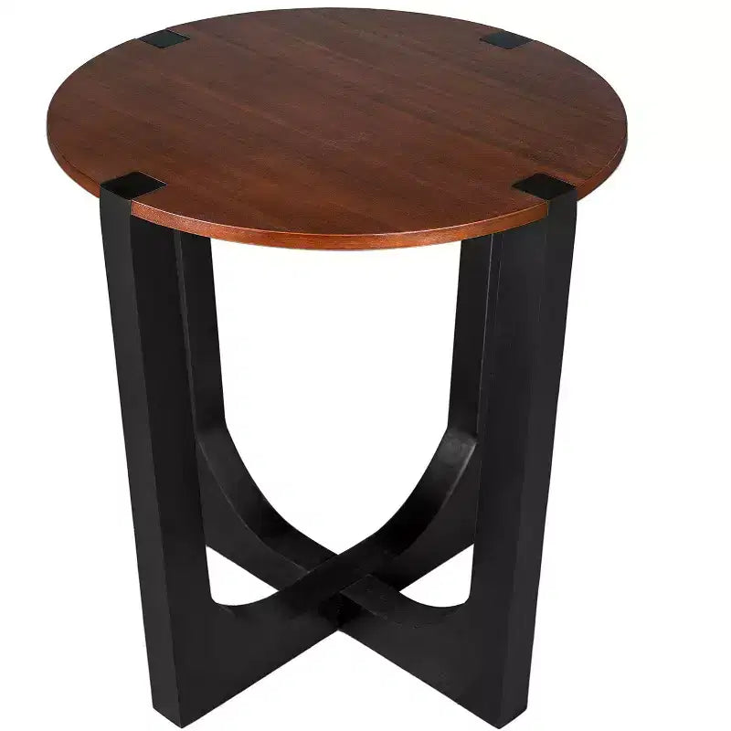 ACACIA SOLID WOOD SIDE TABLE,BROWN & BLACK COLOR