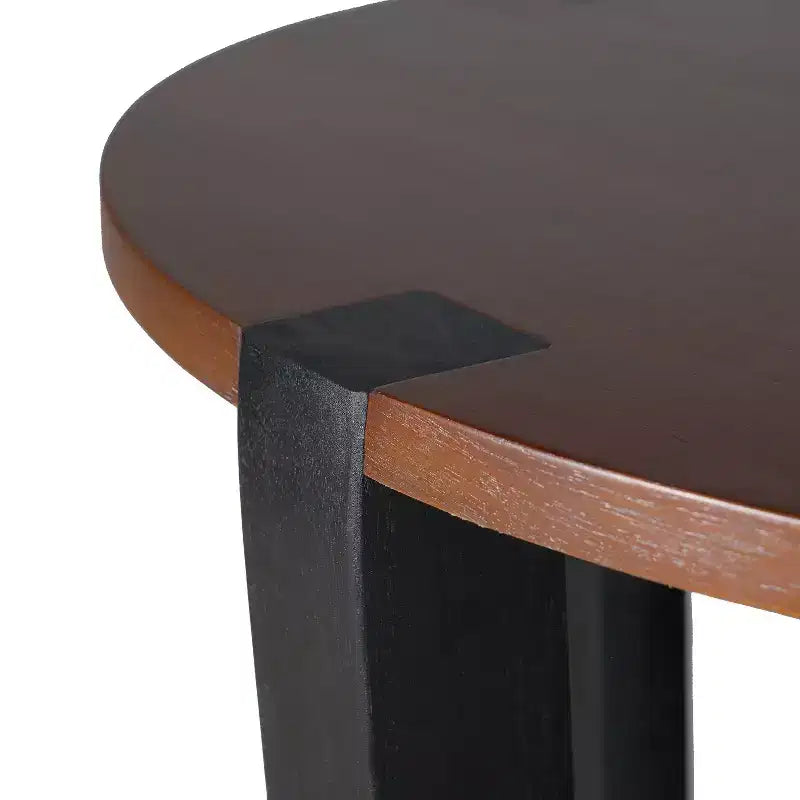 ACACIA SOLID WOOD SIDE TABLE,BROWN & BLACK COLOR