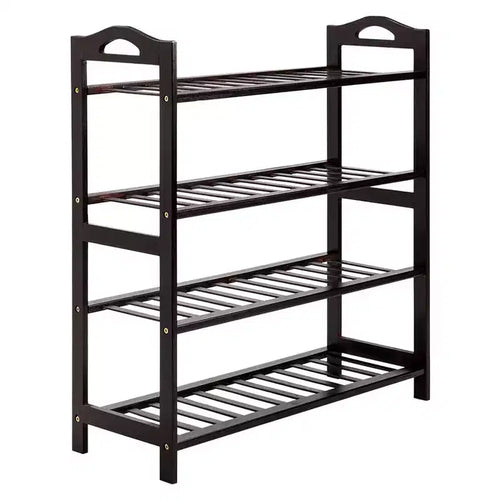 Karl Home 4-Tier Coffee Bamboo 26.77in. W Shoe Rack