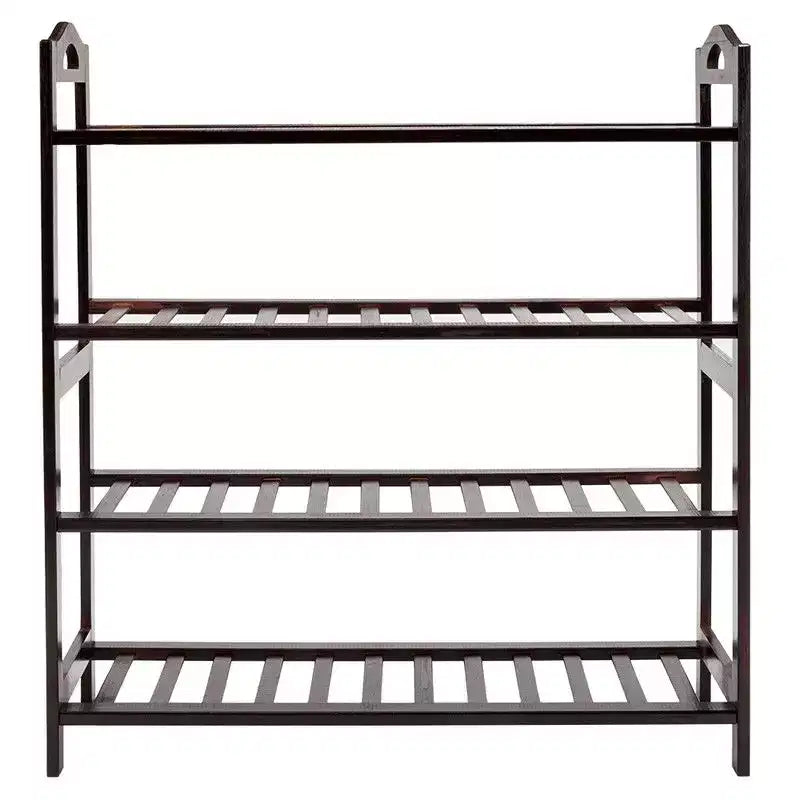 4-Tier Coffee Bamboo 26.77in. W Shoe Rack