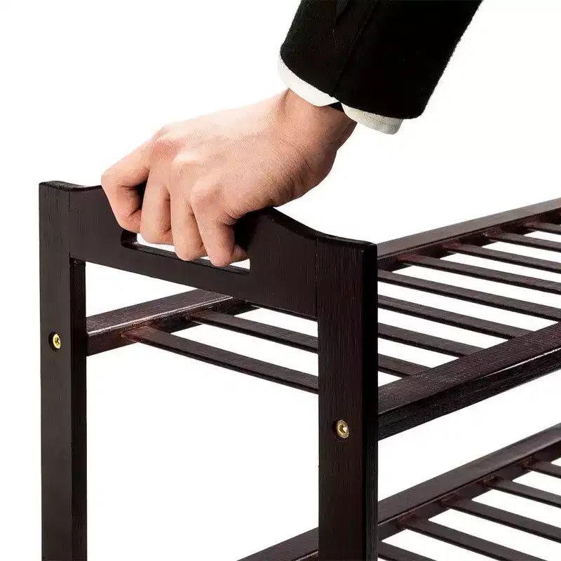 4-Tier Coffee Bamboo 26.77in. W Shoe Rack