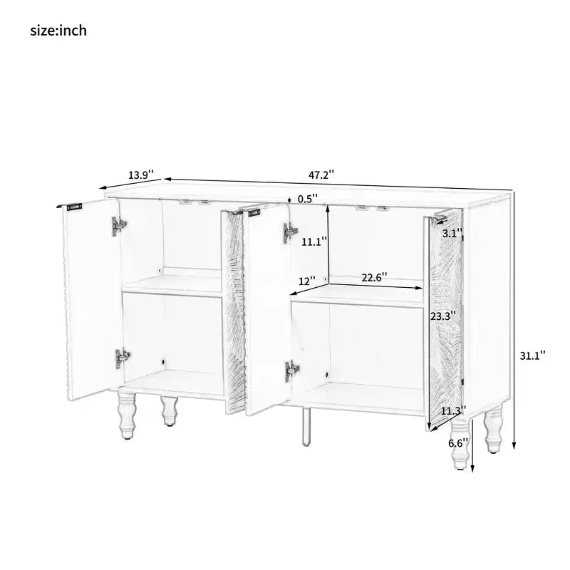 Modern TV Stand Entertainment Center with 2 Storage Cabinets for Living Room
