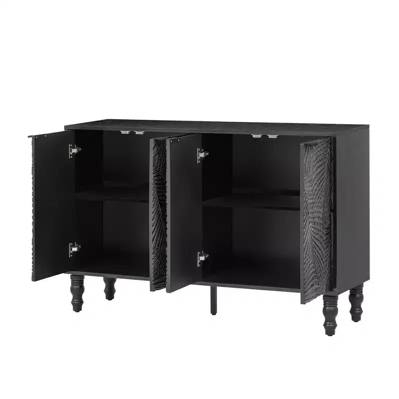 Modern TV Stand Entertainment Center with 2 Storage Cabinets for Living Room