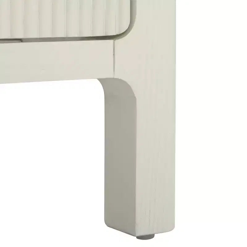 White Nightstand with Drawer, Acacia Wood Veneer Bedside Table