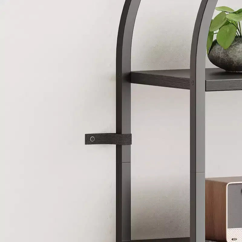 Bookshelf 5 Tier Bookcase Arched Display Racks Tall Standing Bookshelves Metal Frame Modern Storage Rack Shelf Large Wood Book Shelf
