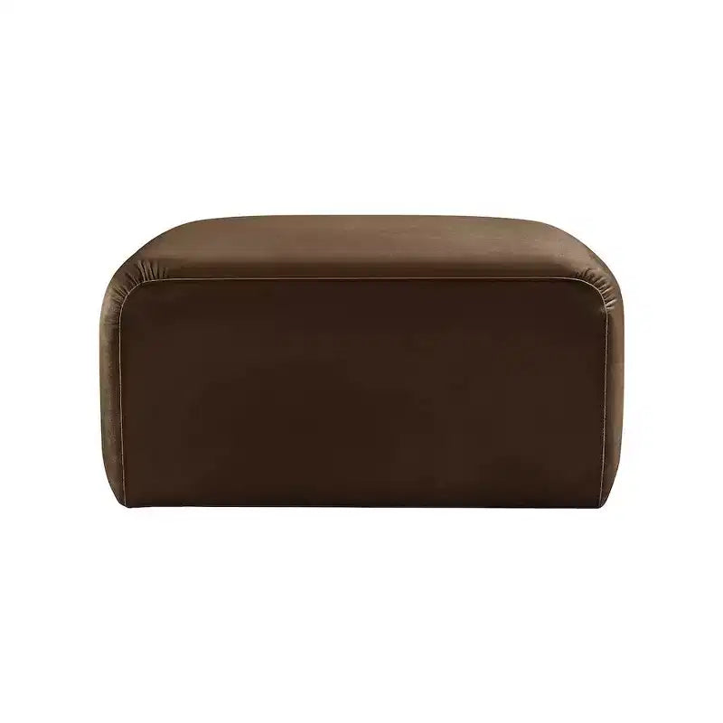 Round Velvet Ottoman - Black, Modular Upholstered Footrest for Living Room