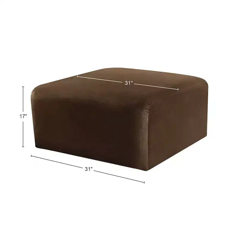 Round Velvet Ottoman - Black, Modular Upholstered Footrest for Living Room
