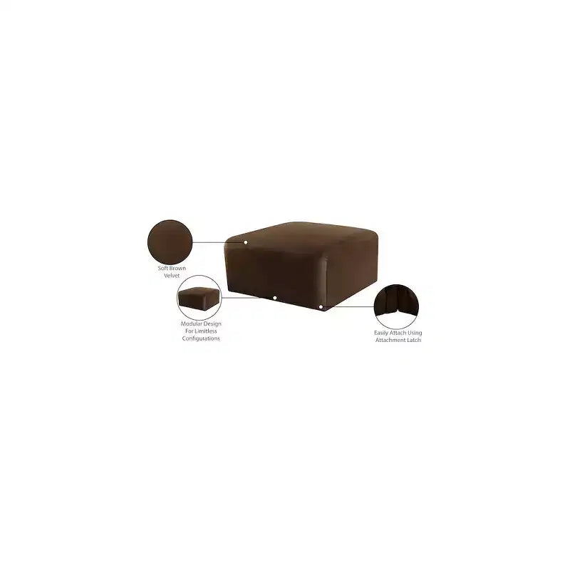 Round Velvet Ottoman - Black, Modular Upholstered Footrest for Living Room