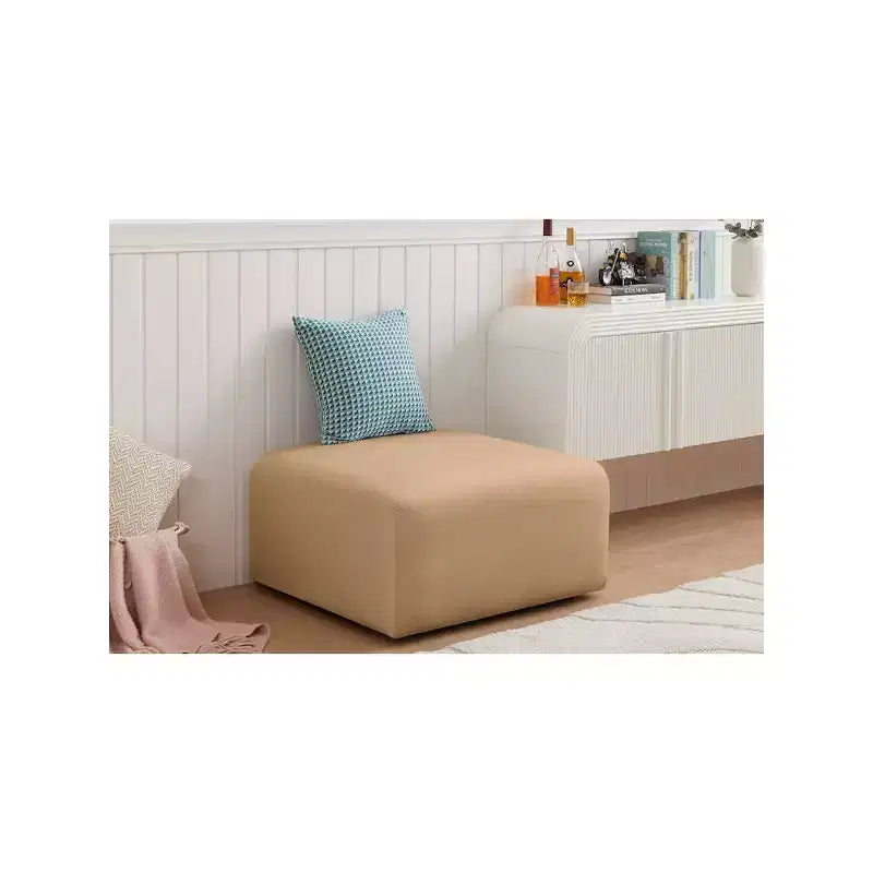 Round Velvet Ottoman - Black, Modular Upholstered Footrest for Living Room