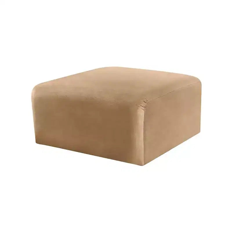Round Velvet Ottoman - Black, Modular Upholstered Footrest for Living Room