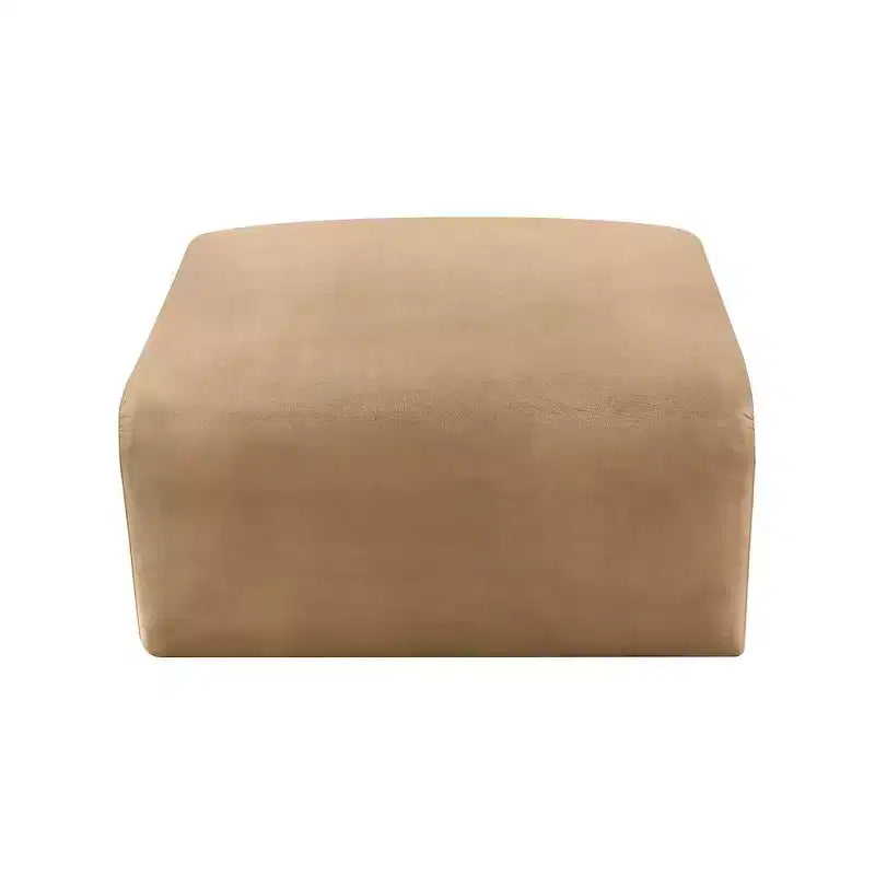 Round Velvet Ottoman - Black, Modular Upholstered Footrest for Living Room