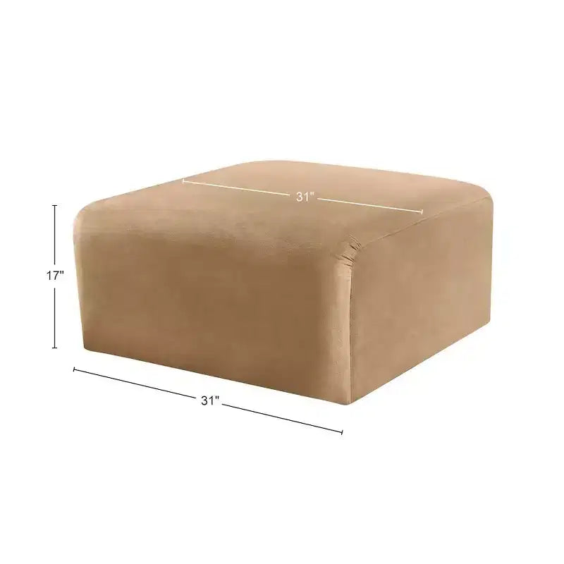 Round Velvet Ottoman - Black, Modular Upholstered Footrest for Living Room