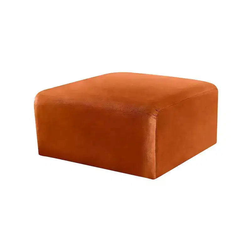 Round Velvet Ottoman - Black, Modular Upholstered Footrest for Living Room