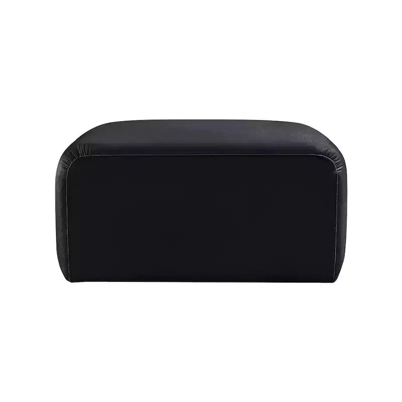 Round Velvet Ottoman - Black, Modular Upholstered Footrest for Living Room