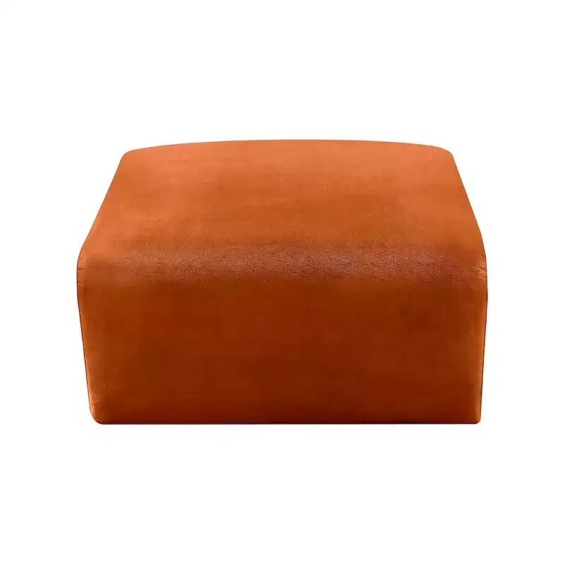 Round Velvet Ottoman - Black, Modular Upholstered Footrest for Living Room