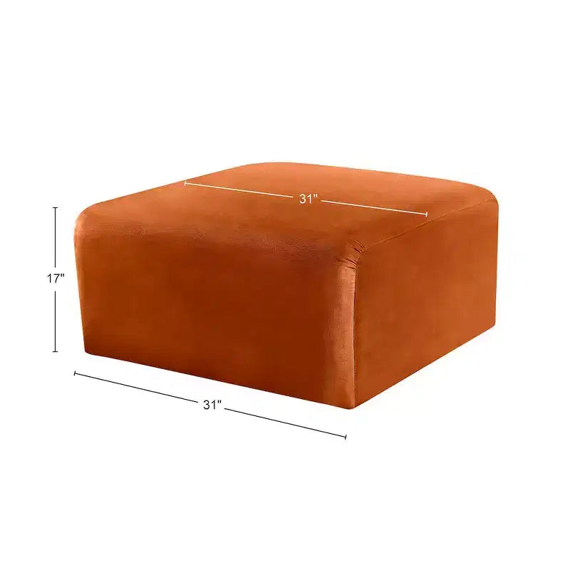 Round Velvet Ottoman - Black, Modular Upholstered Footrest for Living Room
