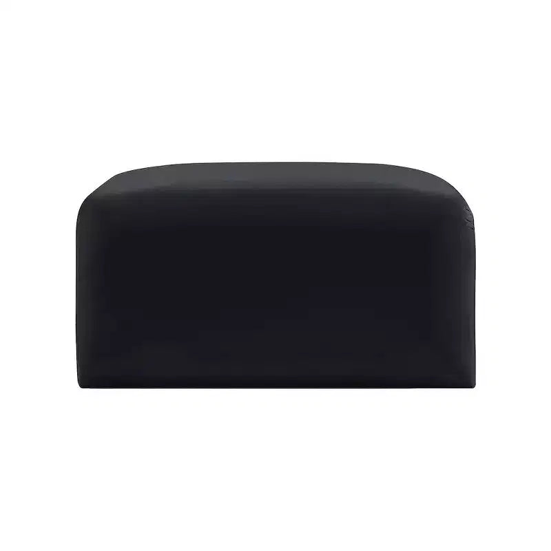 Round Velvet Ottoman - Black, Modular Upholstered Footrest for Living Room