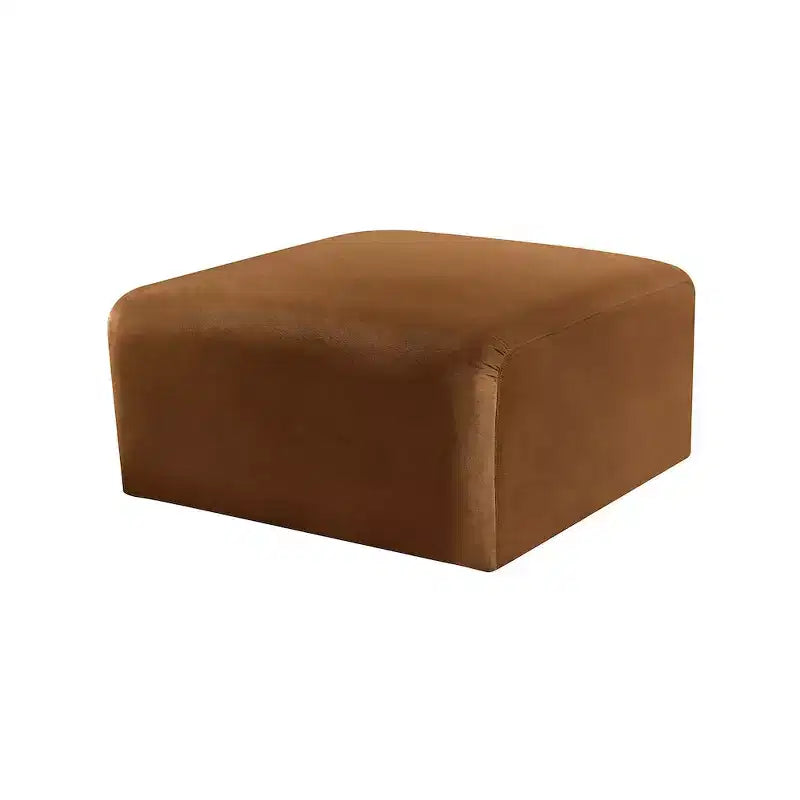 Round Velvet Ottoman - Black, Modular Upholstered Footrest for Living Room
