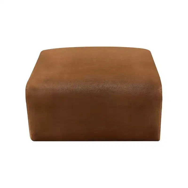 Round Velvet Ottoman - Black, Modular Upholstered Footrest for Living Room