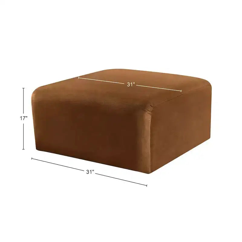 Round Velvet Ottoman - Black, Modular Upholstered Footrest for Living Room