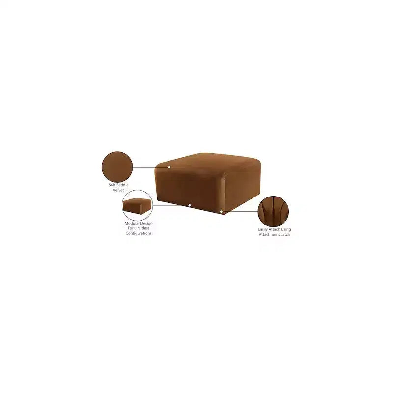 Round Velvet Ottoman - Black, Modular Upholstered Footrest for Living Room