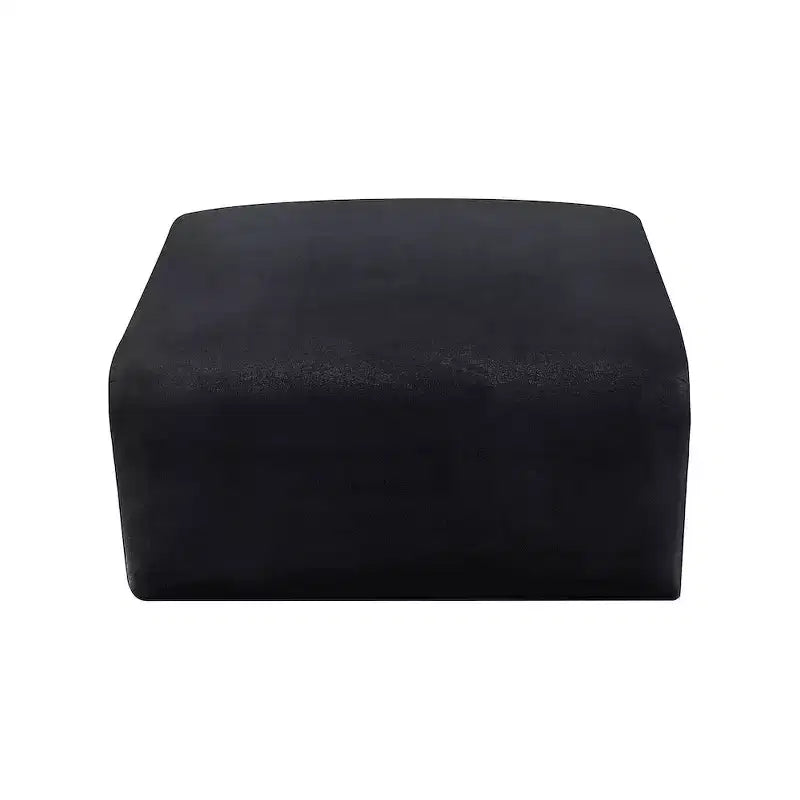 Round Velvet Ottoman - Black, Modular Upholstered Footrest for Living Room