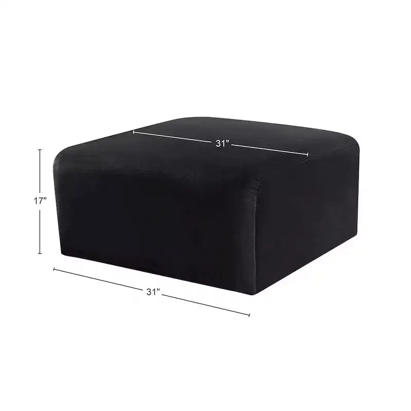 Round Velvet Ottoman - Black, Modular Upholstered Footrest for Living Room