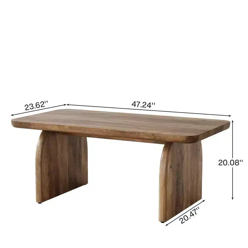 Versatile Low-Profile Table for Coffee, Tea & Cocktail Use, Farmhouse Rustic Wood Grain