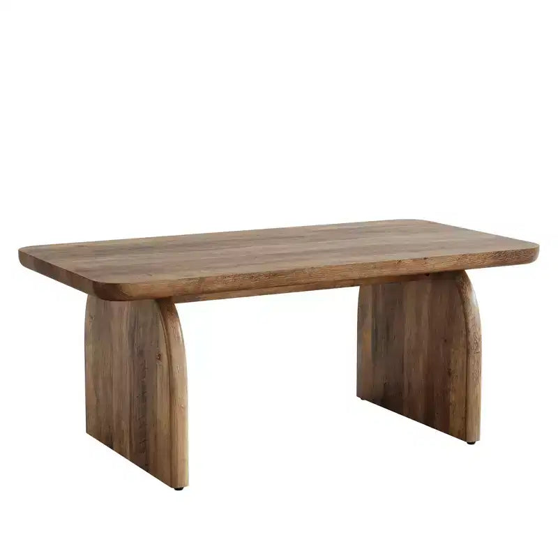 Versatile Low-Profile Table for Coffee, Tea & Cocktail Use, Farmhouse Rustic Wood Grain