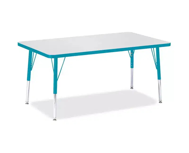Elementary Height Color Edge Rectangle Activity Table (30 x 48) - Blue, Adjustable Legs for Kids