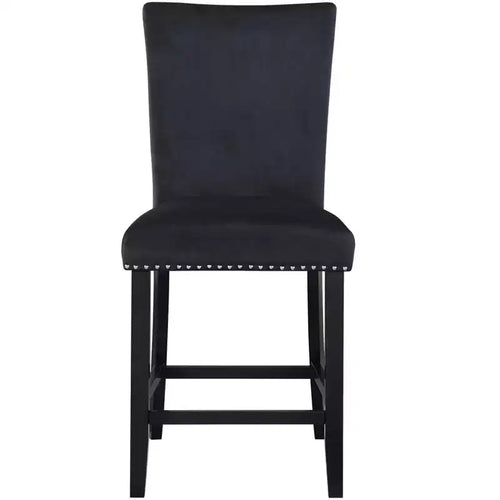 HomeRoots 25 Black Wood and Velvet Counter Height Bar Chair