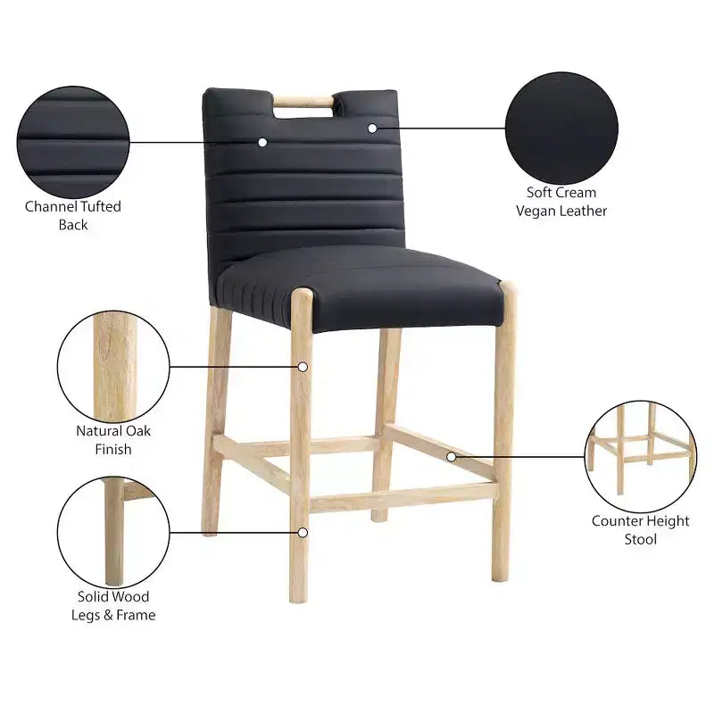 Black Vegan Leather Counter Stool