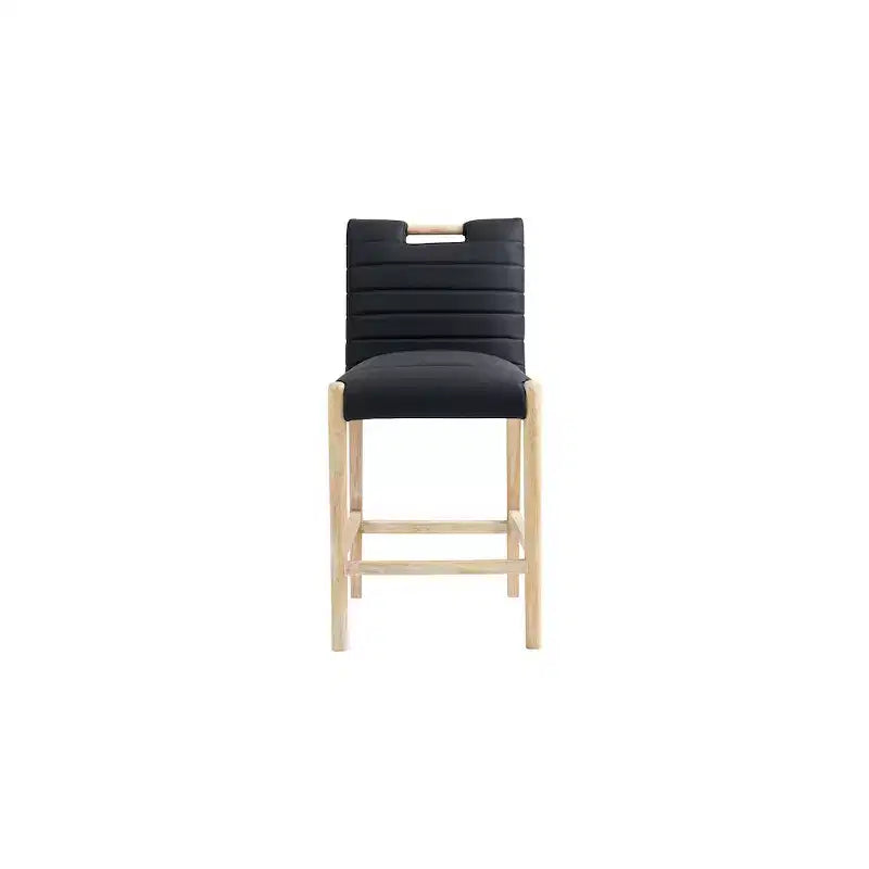 Black Vegan Leather Counter Stool
