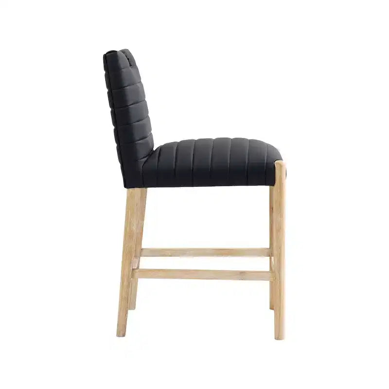 Black Vegan Leather Counter Stool